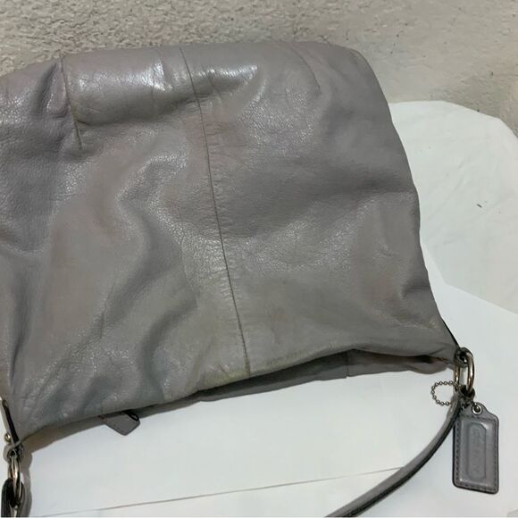 Coach Madison Isabelle Leather Hobo Purse Handbag Gray Crossbody 21224 - Picture 9 of 14